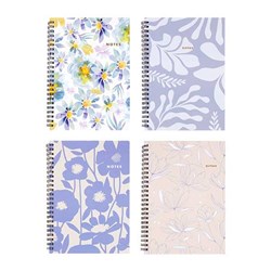 Notebook Card Cover Printed Spiral 4 Asstd A6 120pg