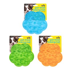 Dog Feeding Licking Mat Silicon 19.5x18cm 3 Asstd Cols