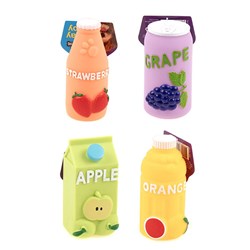 Dog Toy Juice Bottle Squeaky Vinyl 4 Asstd Designs 12/13cm