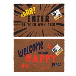 Mat Coir 2 Design Multi Col Rubber Backed 40x60cm