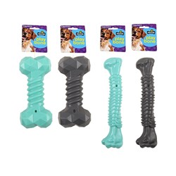 Dog Toy Bone TPR 20cm Squeaky 2 Asstd Des /Cols