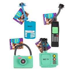 Dog Toy Retro Digital Squeaky 4 Asstd Des / Sizes 18-34cm