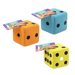 Dog Toy Dice 10cm Squeaky 3 Asstd Colours