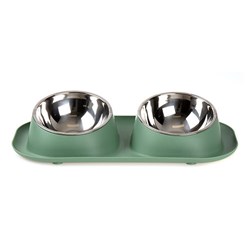 Bowl Pet Double Diner Anti Skid 40x20cm Green