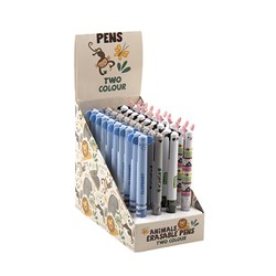 Pen Erasable Two Colour 4 Asstd Animal Designs SRT