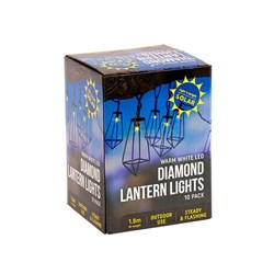 Lights Diamond Black Metal Lantern Style 2F WW Solar Pk10