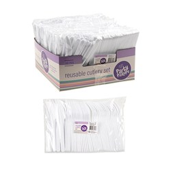 Cutlery PP Reusable 60pc Set White