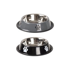 Pet Bowl w Paw Print 25X5.5cm 2 Asstd Colours