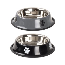 Pet Bowl w Paw Print 30X6.2cm 2 Asstd Colours