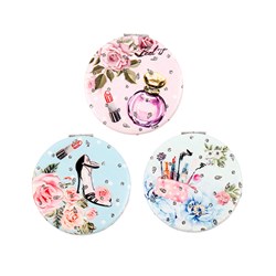 Mirror Compact Plastic Round 3 Asst 7x7cm PDQ