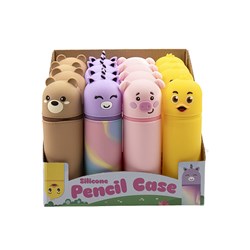 Pencil Case 1 Zip Stand Up Silicone 4 Asstd Designs SRT