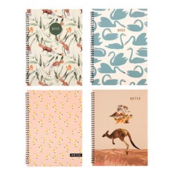 Notebook Card Cover Printed Spiral Australiana 4 Asstd A4