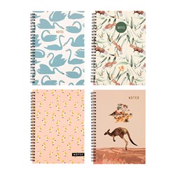 Notebook Card Cover Printed Spiral Australiana 4 Asstd A5