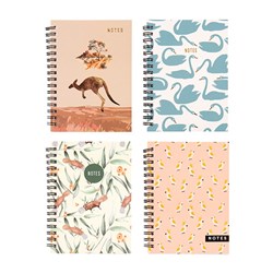 Notebook Card Cover Printed Spiral Australiana 4 Asstd A6