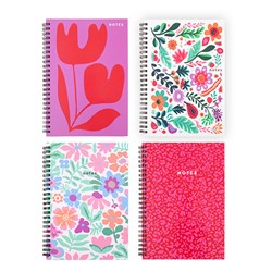 Notebook Hard Cover Printed Spiral Floral 4 Asstd A5 120pg