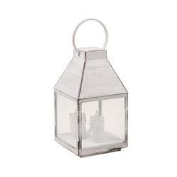 Light Lantern H25cm w 3 Small Candles W.White B/OP
