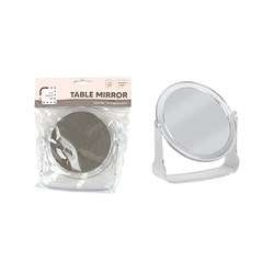 Mirror Plastic w Stand Clear 120x135mm Round