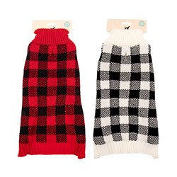 Pet Jumper Checkered Knit 45cm 2 Asstd Colours