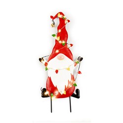 Light Santa Garden Metal Stake 25L W.W B/OP H48cm Pk1