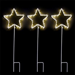 Stake Lights Star 90L W.W H30cm Solar Pk3