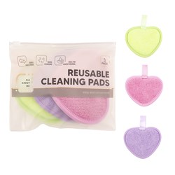 Sponge Cleansing/Makeup Heart Reusable Pad 8.5x10.5cm 3pk