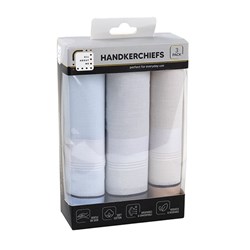 Handkerchief Cotton 3pk Asst 40x39cm