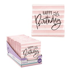 Serviettes Napkin 16gsm 20pk 33x33cm Happy Birthday