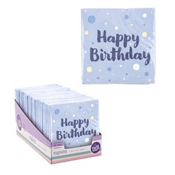Serviettes Napkin 16gsm 20pk 33x33cm Happy Birthday