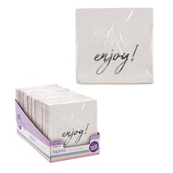 Serviettes Napkin 16gsm 20pk 33x33cm Eat Drink Enjoy