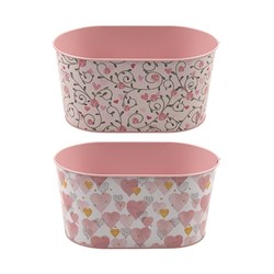 Tin Can Metal Pot 22.5x13.7x11.3cm 2 Asst