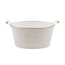 Tin Can Metal Pot 38x16cm White