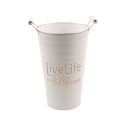 Tin Can Metal Pot 24x30cm White