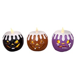 Halloween Pumpkin Candle Light 1L W.W Solar 3 Asstd