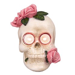 Halloween Skull Light 2 Red Leds Polyresin Solar