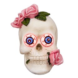 Halloween Skull Light 2 Red Leds Polyresin Solar