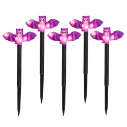 Halloween Bat Stake Lights 30L Pk5 2F Solar PDQ