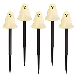 Halloween Ghost Stake Lights 30L Pk5 2F Solar PDQ