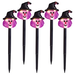 Halloween Witch Stake Lights 30L Pk5 2F Solar PDQ