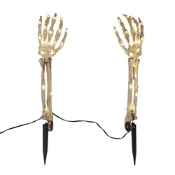 Halloween Skeleton Hand Stake Lights 40L W.W B/OP Pk2
