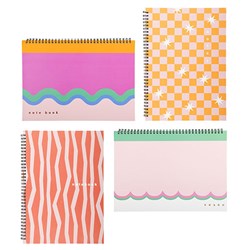 Notebook Card Cover Printed Spiral 4Ast A4 120pg