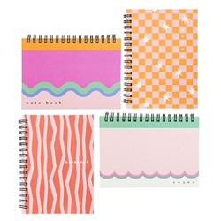 Notebook Card Cover Printed Spiral 4Ast A6 120pg