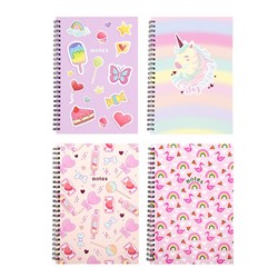 Notebook Card Cover Printed A5 Spiral Girl 4 Ast 120pg