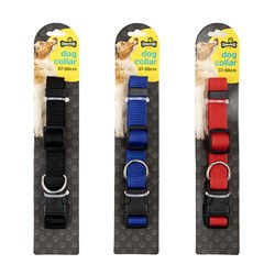 Collar Dog Adjustable Medium Nylon 37-50cm 3 Asstd Colours