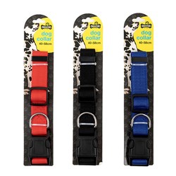 Collar Dog Adjustable Large Nylon 40-58cm 3 Asstd Colours