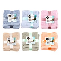 Towel Face Wash 5pk 425GSM 30x30cm Asst Cols