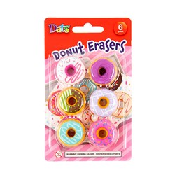 Erasers Novelty Donut Design 6pk