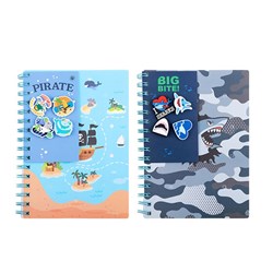 Notebook PP Cover Printed Spiral w 4 Charms Boy Design