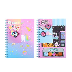 Notebook PP Cover Printed Spiral w 4 Charms Girl Design