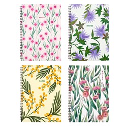 Notebook Card Cover Printed Spiral Flora 4 Asstd A4 120pg