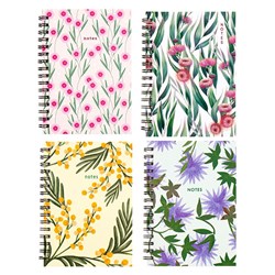 Notebook Card Cover Printed Spiral Flora 4 Asstd A6 120pg